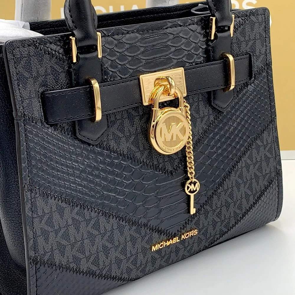 Michael Kors Hamilton Small Satchel Shoulder Crossbody Bag Black Multi N… - Picture 3 of 15